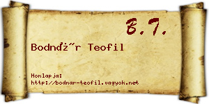 Bodnár Teofil névjegykártya